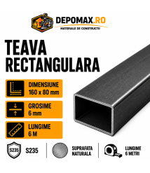 Teava rectangulara 160 x 80 x 6 mm, 6 metri
